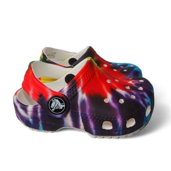 Crocs Classic "Rainbow Tie Dye" Colorful Clogs Multicolor Infant Toddler 5 - Picture 4 of 11